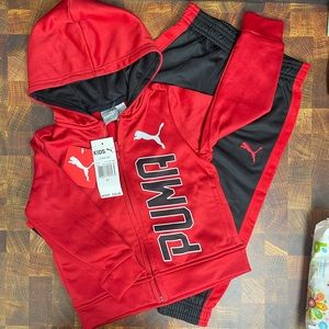 PUMA Track Suit 2T NWT Jacket and Pants Red Black Unisex